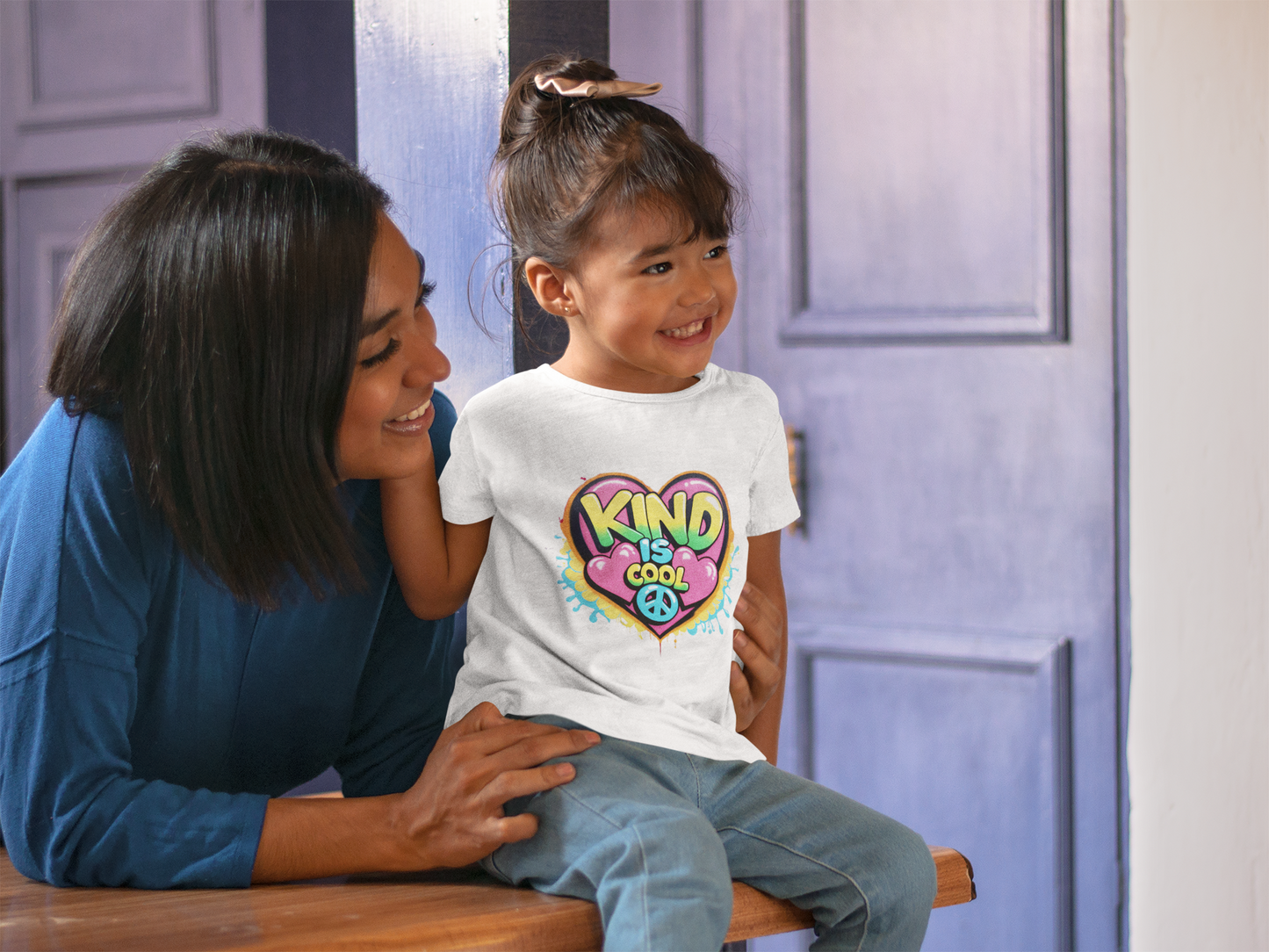 Kind is Cool Girls’ T-Shirt – Positive Vibes Graphic Tee for Kids