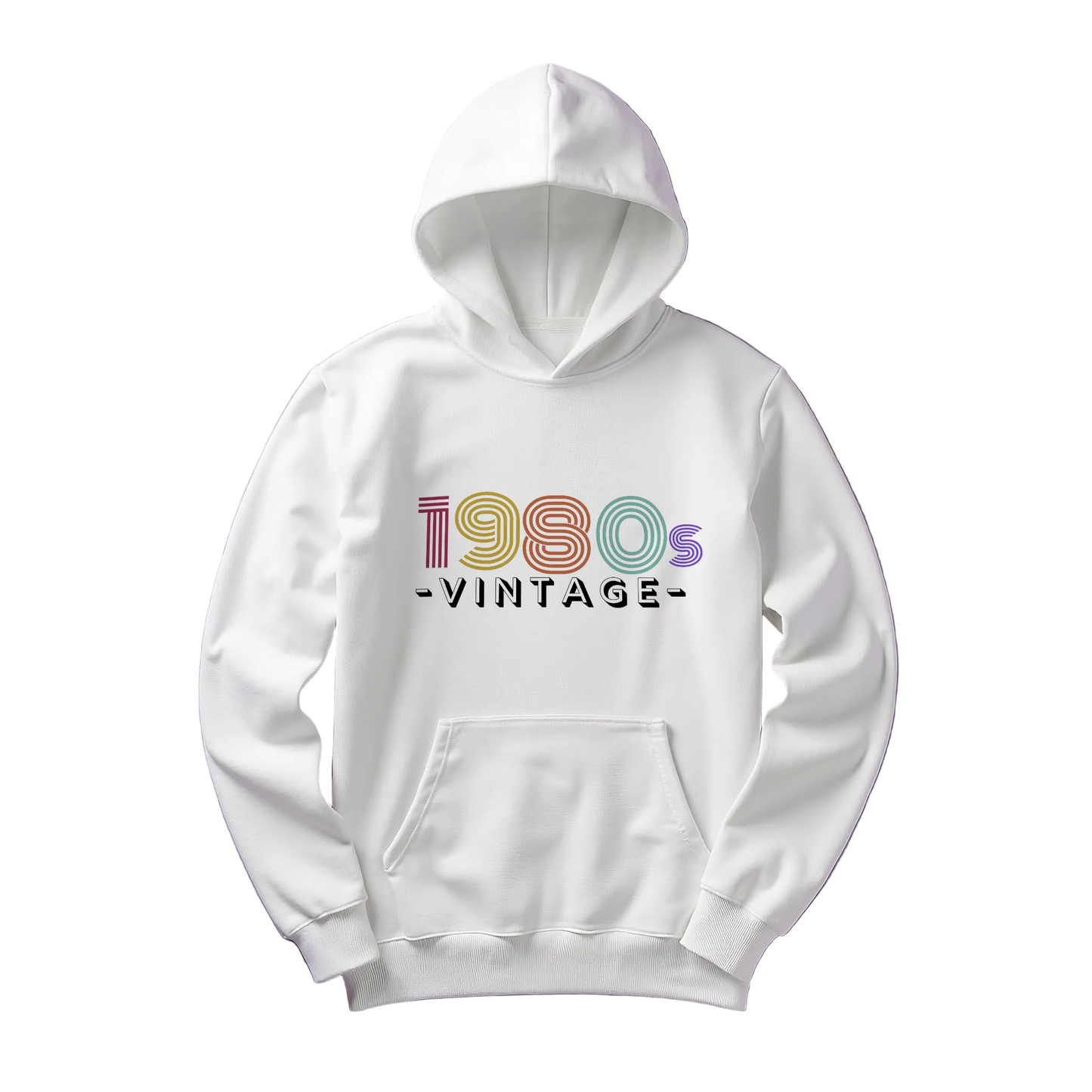 Retro Glow 1980s Vintage Hoodie – Neon Throwback Streetwear Pullover